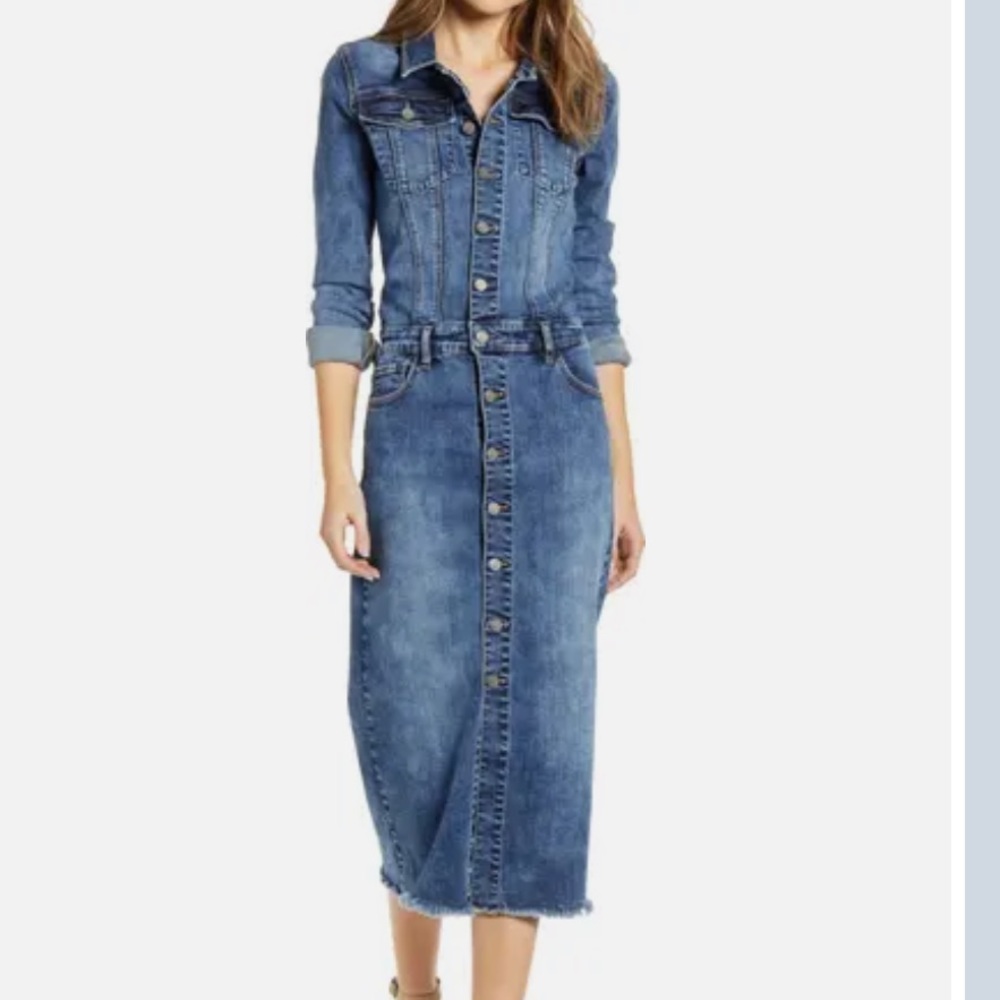 Wash Lab Piece Dyed Denim Raw Hem Dress Size XS NWT